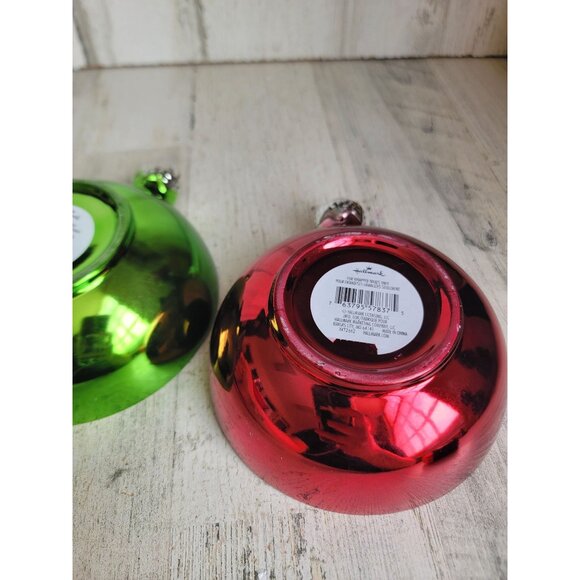 Hallmark red green ball‎ ornament candy dish Xmas set decor - Picture 6 of 7